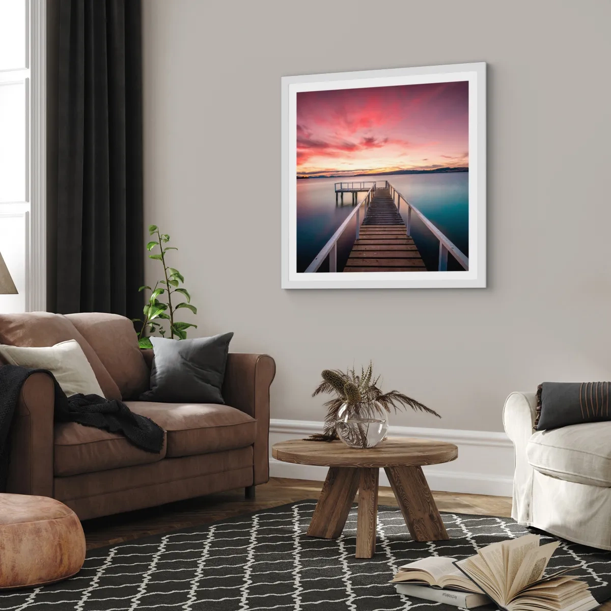 Poster in cornice bianca - La fiamma mite della sera - 30x30 cm