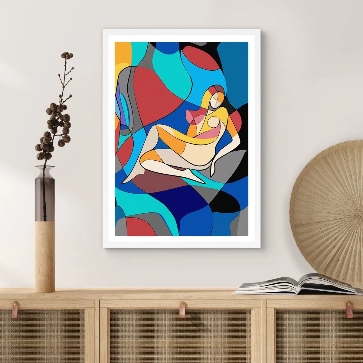 Poster in cornice bianca - Nudo cubista - 61x91 cm