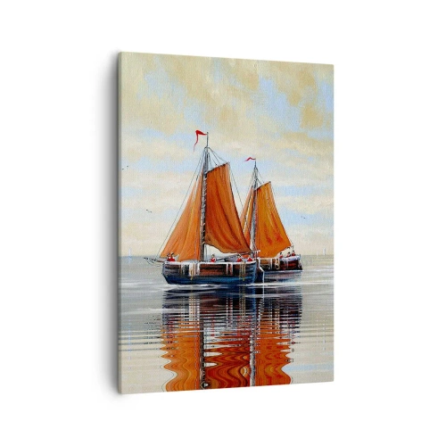 Quadro su tela - Stampe su Tela - Barche a vela a due alberi in acque calme - 50x70cm - Naviga, marinaio... - Decorazione murale moderna per soggiorno e camera da letto ARTTOR