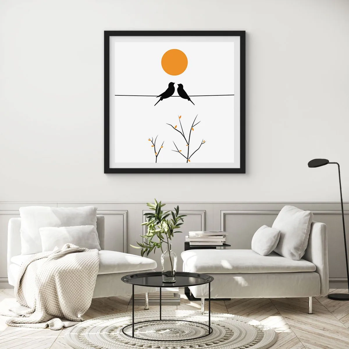 Poster in cornice nera - Sera da usignoli - 60x60 cm