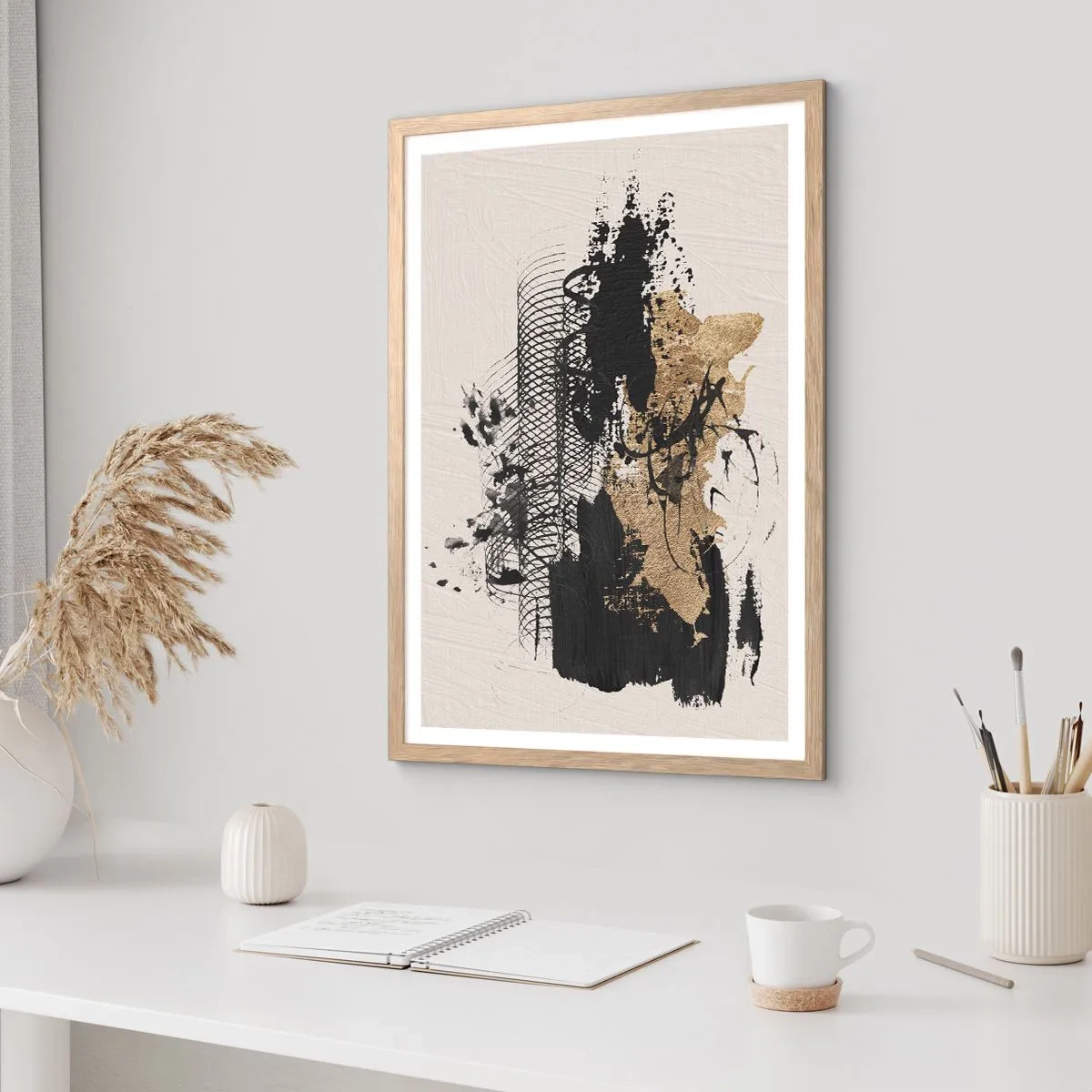 Poster in cornice rovere chiaro - Composizione con passione - 50x70 cm