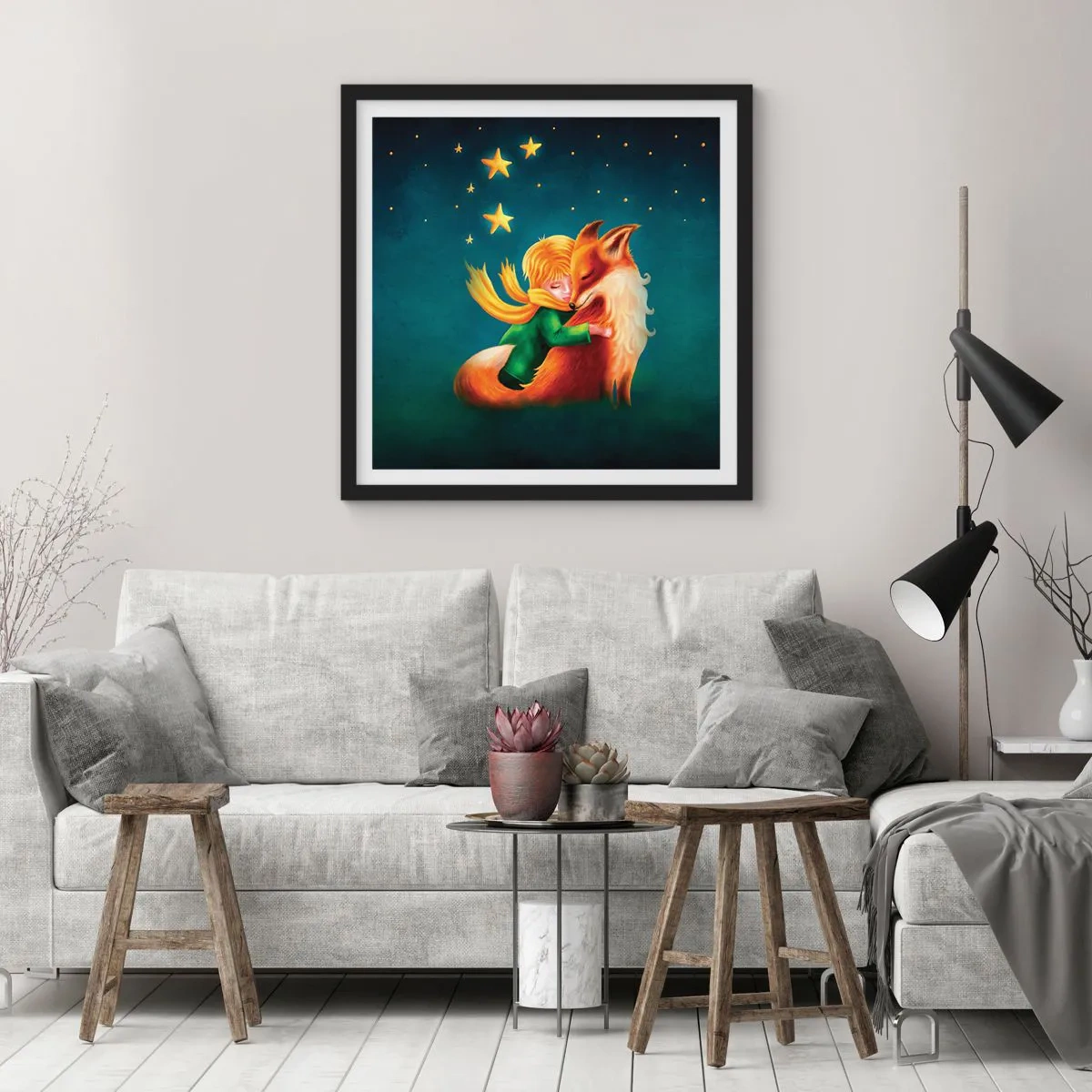 Poster in cornice nera - Il piccolo principe - 60x60 cm