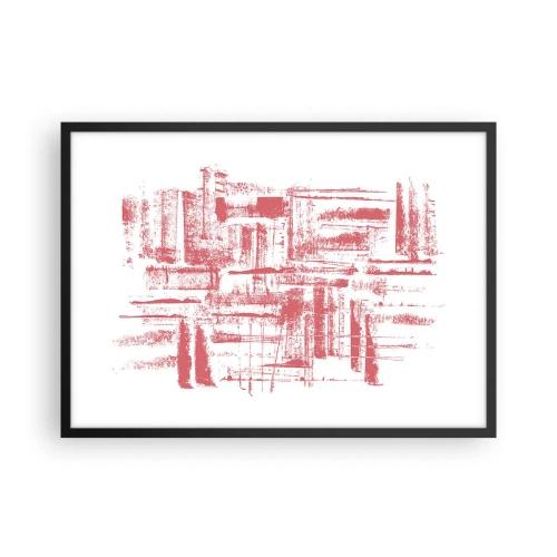 Poster in cornice nera - Texture astratte rosa su sfondo bianco - 70x50cm - Città rossa - Decorazione murale moderna per soggiorno e camera da letto ARTTOR