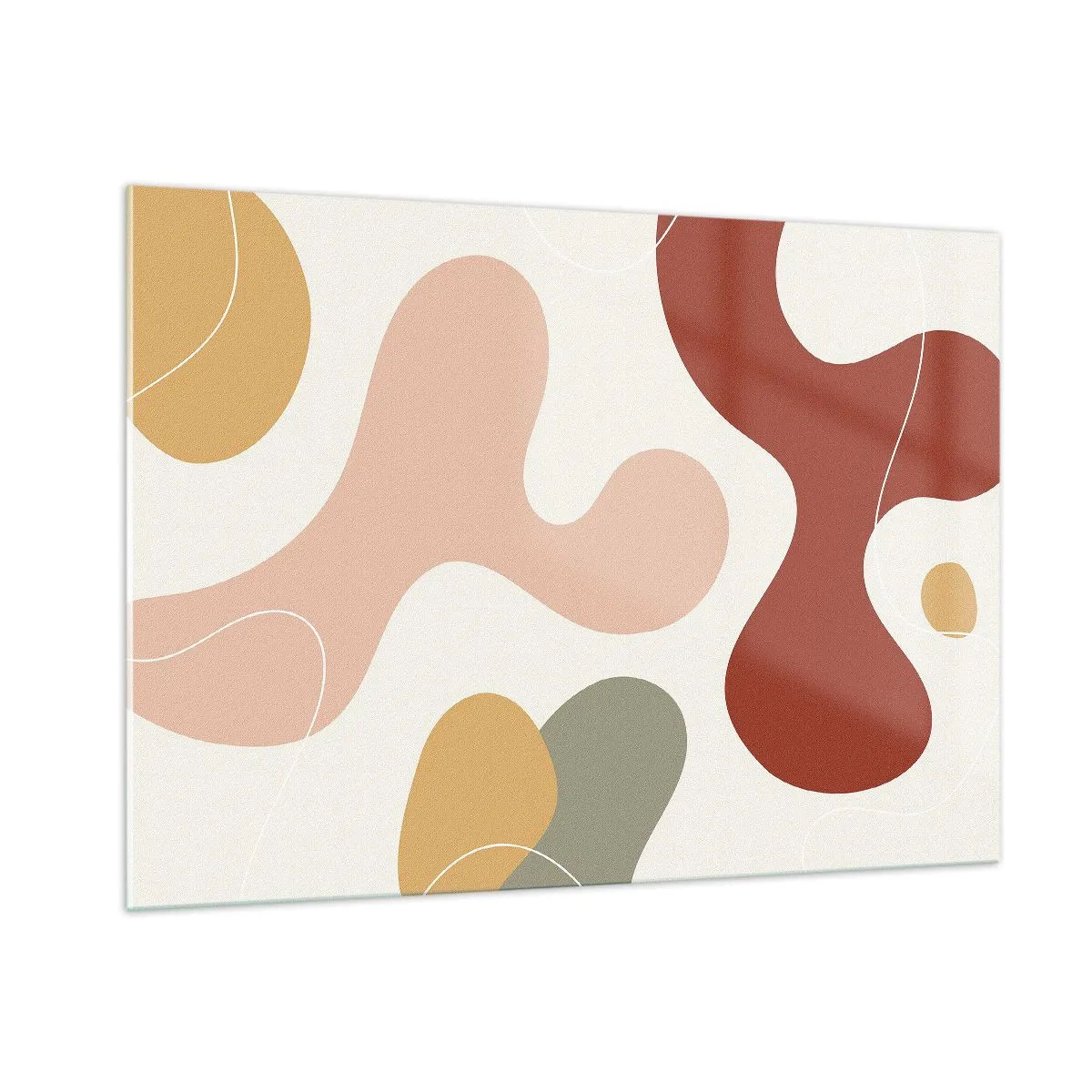 Quadro su vetro - Composizione astratta di forme organiche - 100x70cm - Ghirigori - Decorazione murale moderna per soggiorno e camera da letto ARTTOR