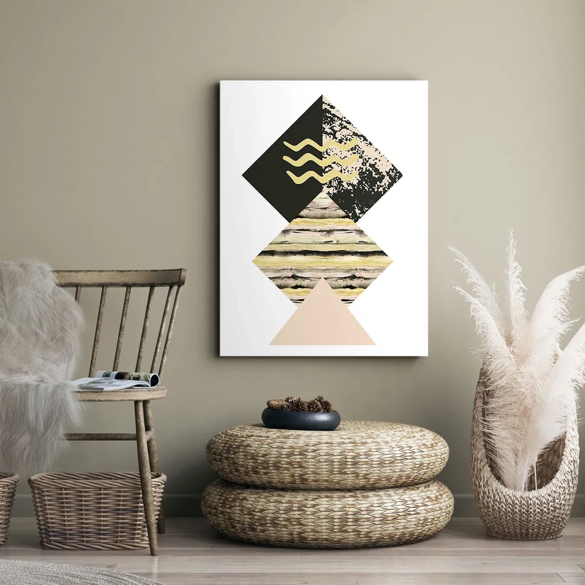 Quadro su tela - Stampe su Tela - Forme geometriche con motivi astratti - 50x70cm - Non è così facile - Decorazione murale moderna per soggiorno e camera da letto ARTTOR