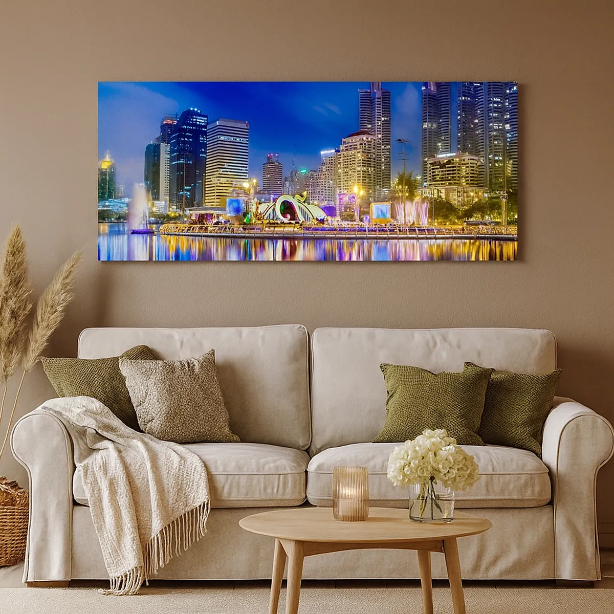 Quadro su tela - Stampe su Tela - Notte multicolore della metropoli - 30x30 cm