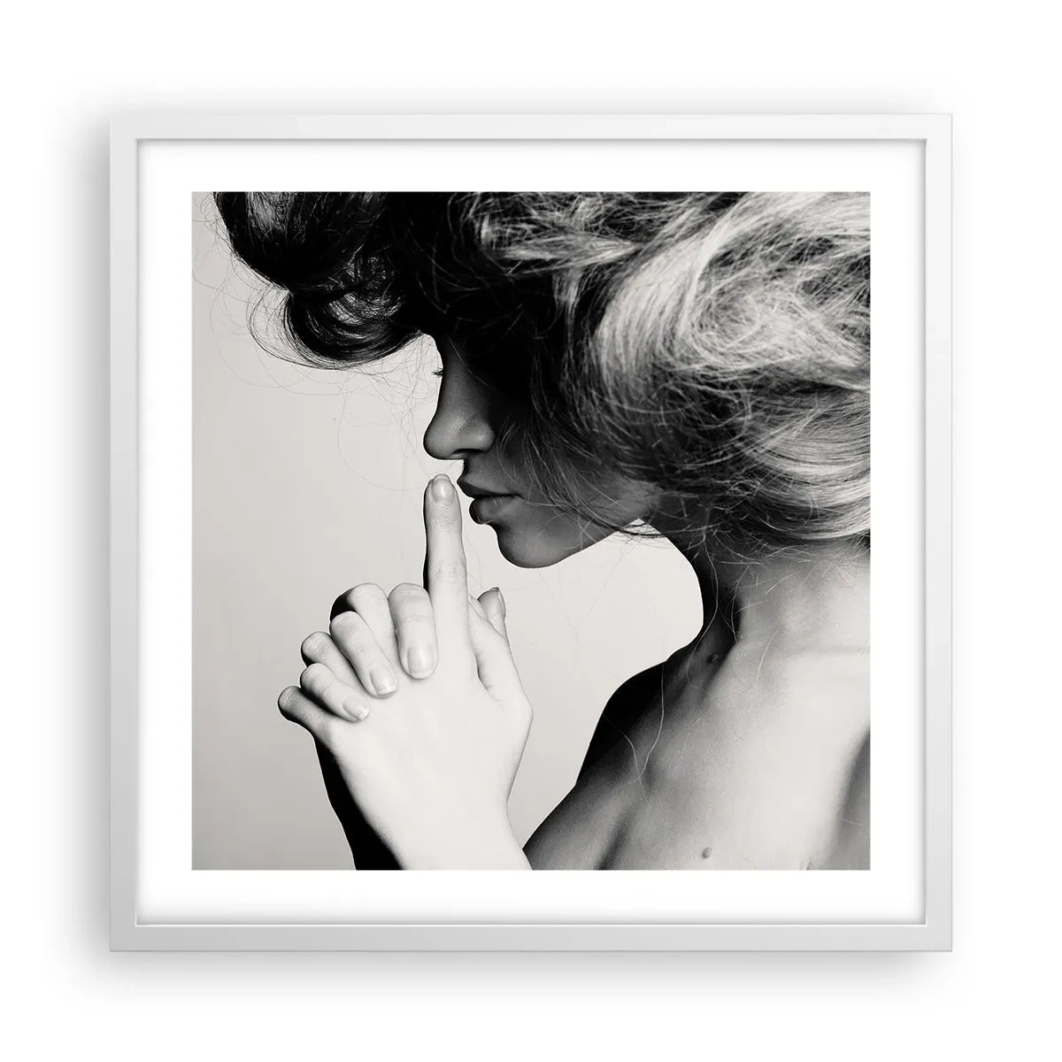 Poster in cornice bianca - Ascoltando se stessa - 50x50 cm
