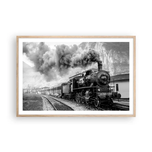 Poster in cornice rovere chiaro - Ferma alla stazione... - 91x61 cm