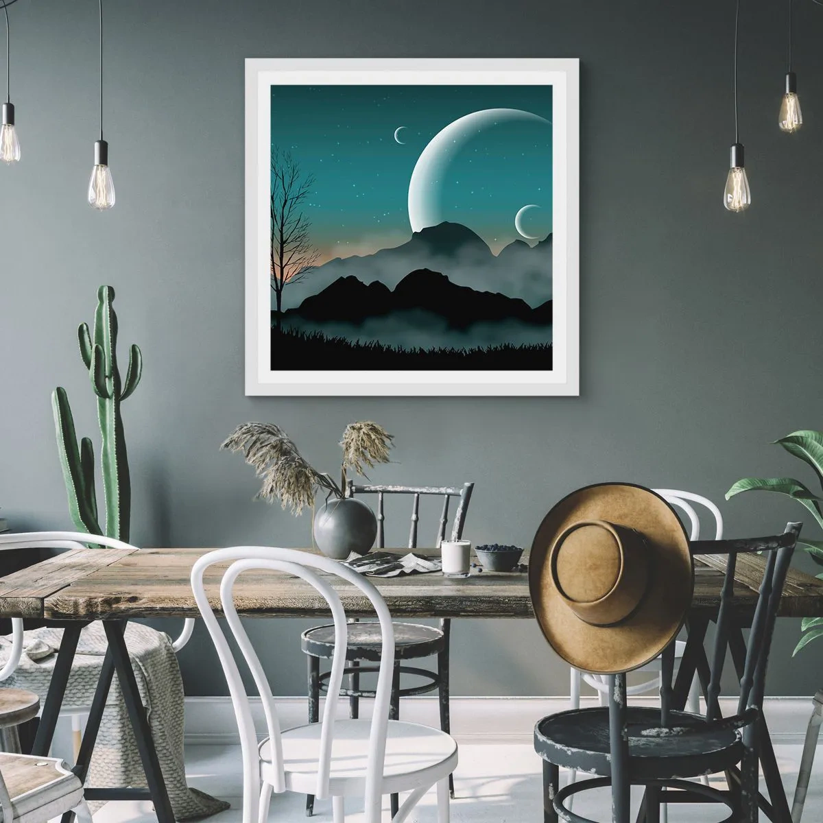 Poster in cornice bianca - Il carnevale di una notte stellata - 50x50 cm