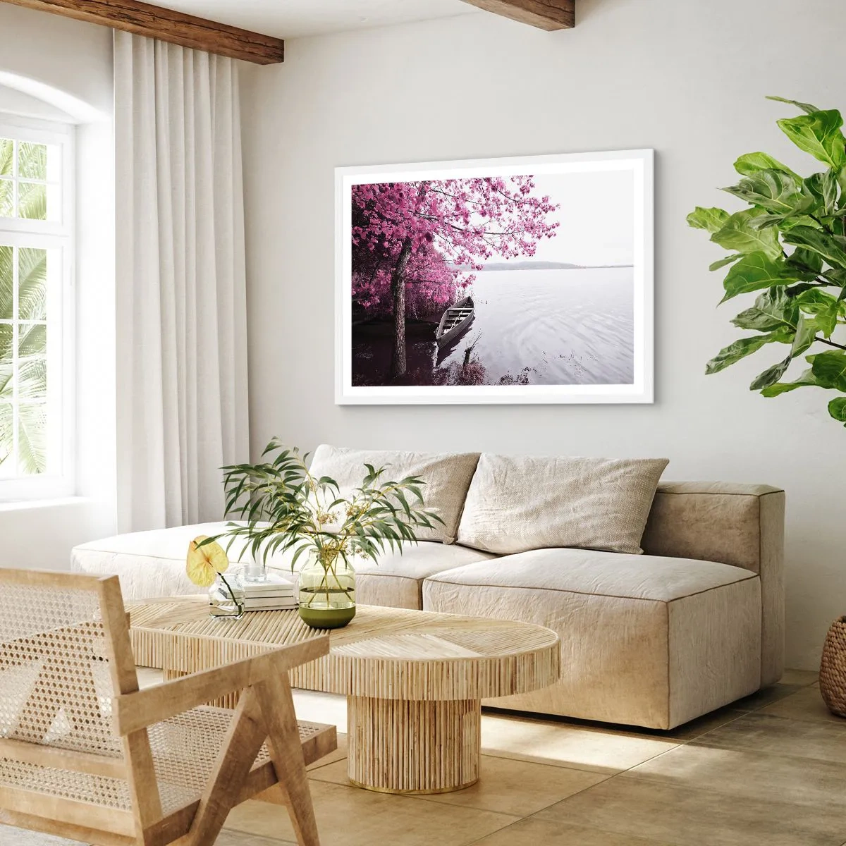 Poster in cornice bianca - Nel silenzio rosa - 70x50 cm
