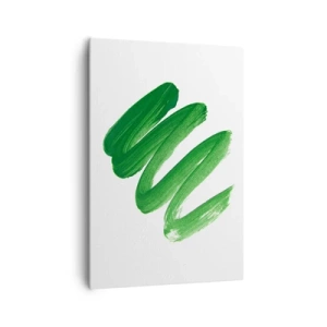 Quadro su tela - Stampe su Tela - Pennellata astratta verde su sfondo bianco - 70x100cm - Scherzo verde - Decorazione murale moderna per soggiorno e camera da letto ARTTOR