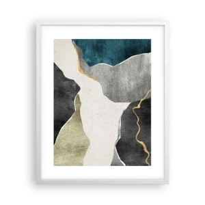 Poster in cornice bianca - Composizione mosaico con filo d'oro - 40x50 cm