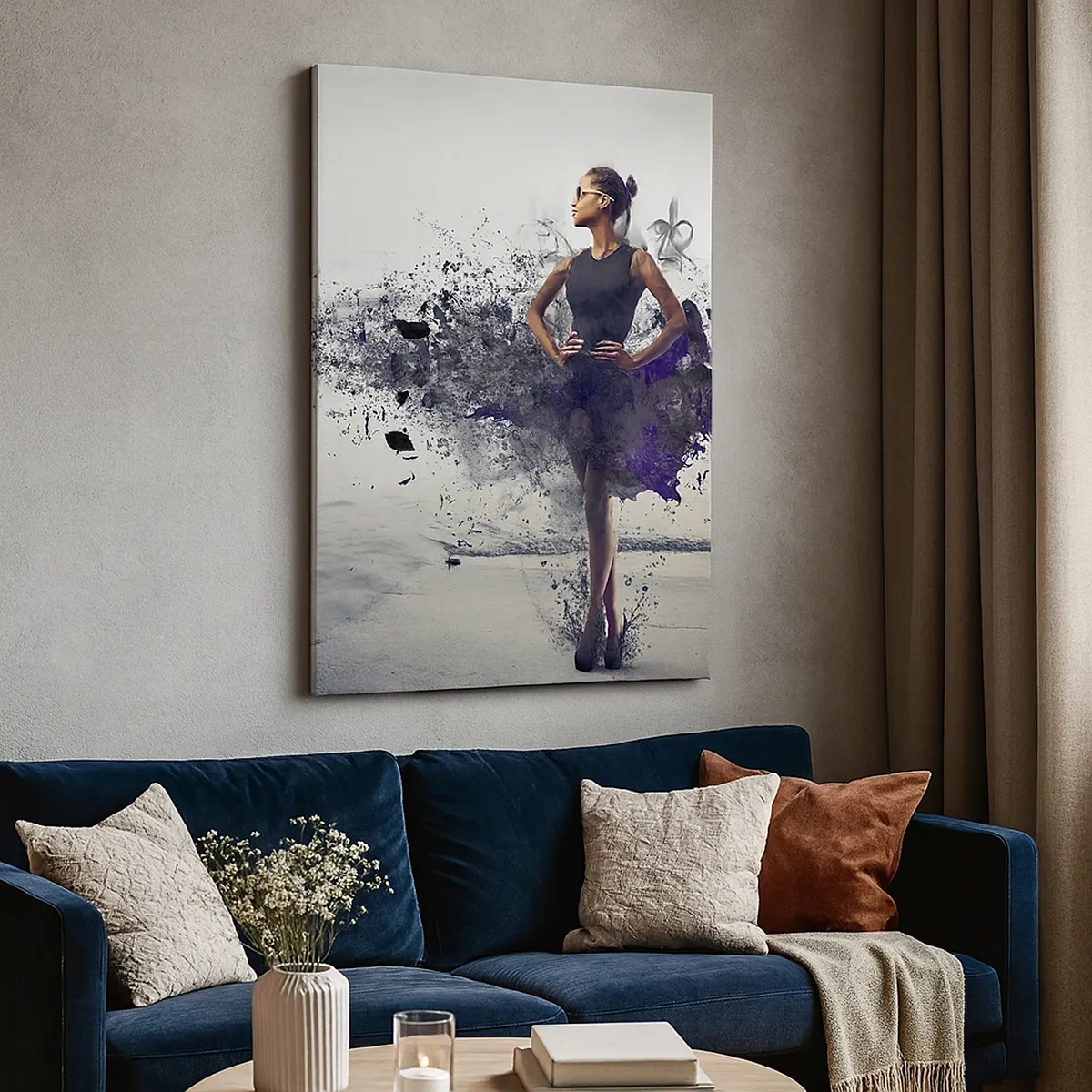 Quadro su tela - Stampe su Tela - Una donna in una composizione artistica sullo sfondo dell'acqua - 50x70cm - Venere africana - Decorazione murale moderna per soggiorno e camera da letto ARTTOR
