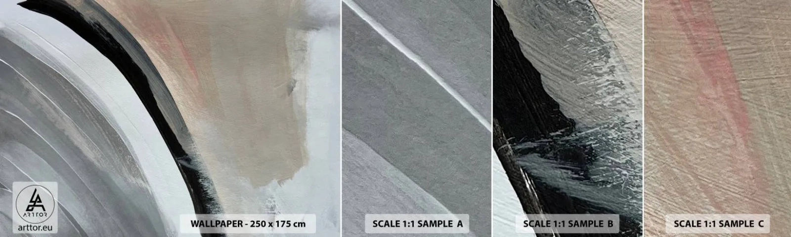 Campione Di Fotomurale Standard Eco - Composizione: arco di nero e grigio - Astrazione, Pezzo, Arte Moderna - 100x30 cm