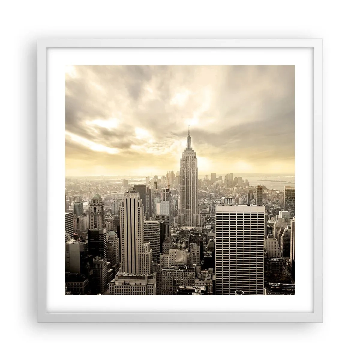 Poster in cornice bianca - New York in grigio - 50x50 cm