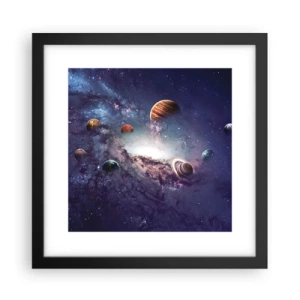 Poster in cornice nera - Sistema solare danzante - 30x30 cm