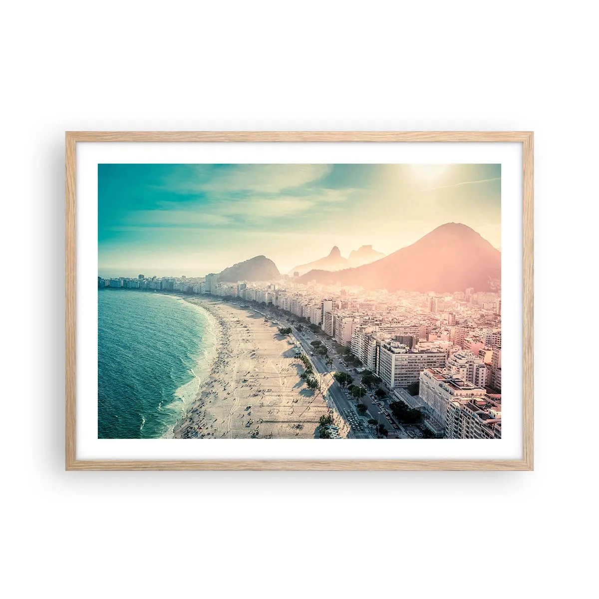 Poster in cornice rovere chiaro - Vacanze senza fine a Rio - 70x50 cm