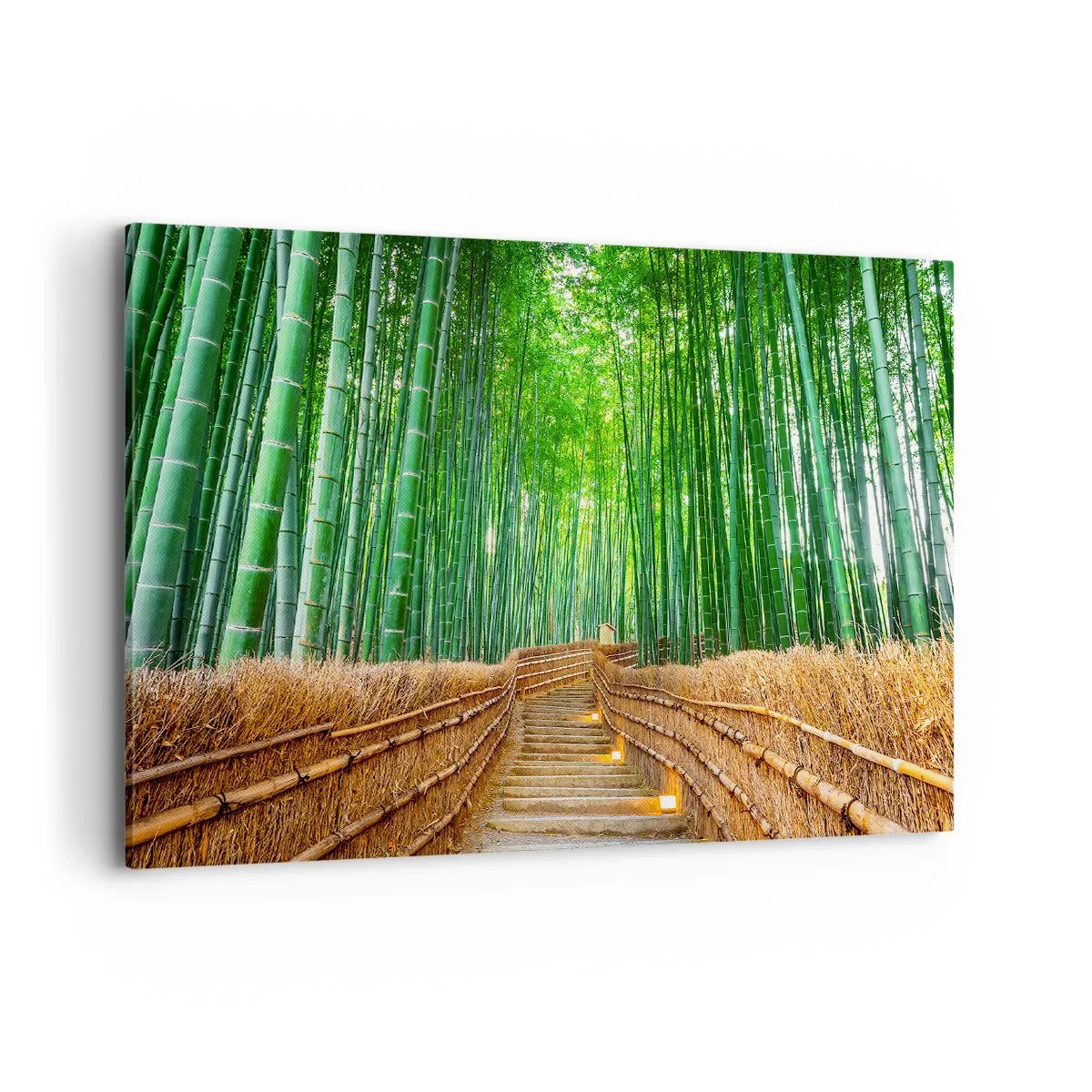 Quadro su tela - Stampe su Tela - Un sentiero in una fitta foresta di bambù - 100x70cm - Essenza della natura asiatica - Decorazione murale moderna per soggiorno e camera da letto ARTTOR
