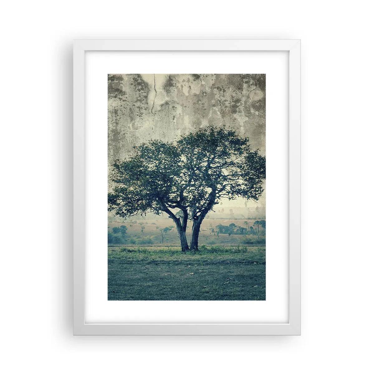 Poster in cornice bianca - Un melo su un prato blu? - 30x40 cm