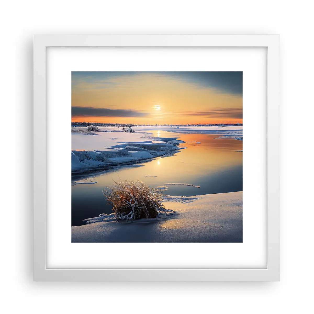 Poster in cornice bianca - Tramonto invernale - 30x30 cm