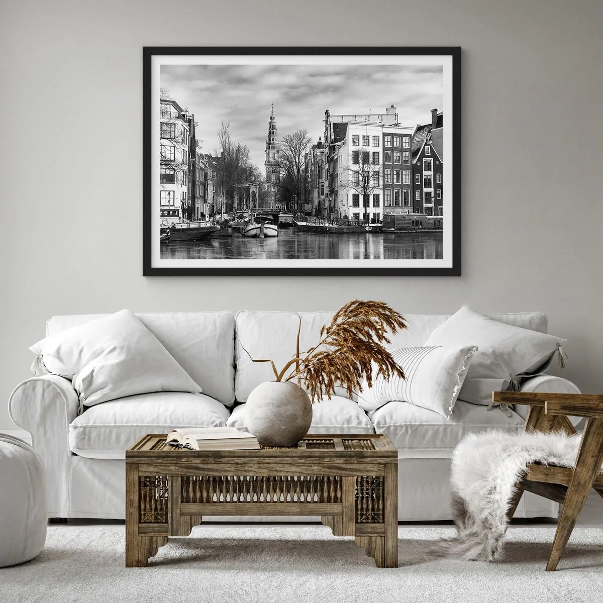 Poster in cornice nera - Atmosfera di Amsterdam - 50x40 cm