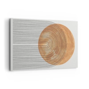 Quadro su tela - Stampe su Tela - Composizione geometrica con cerchi e linee dai colori caldi. - 120x80cm - Composizione solare - Decorazione murale moderna per soggiorno e camera da letto ARTTOR
