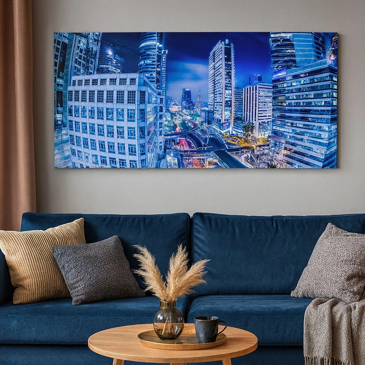 Quadro su tela - Stampe su Tela - Il ritmo notturno della città - 100x40 cm