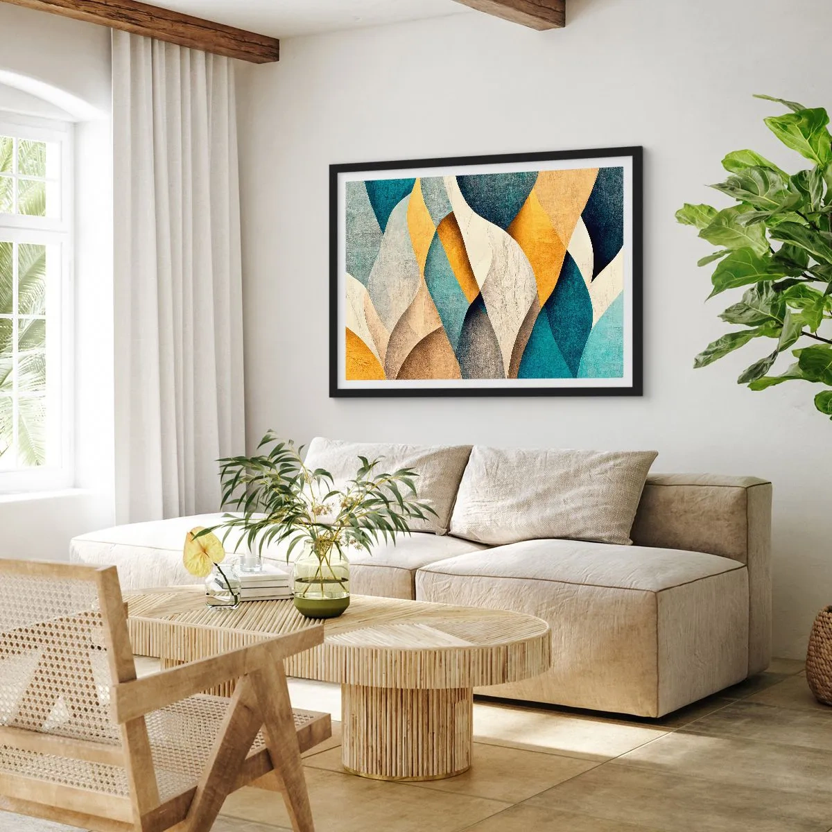 Poster in cornice nera - Ritmo e ondulazioni - 50x40 cm