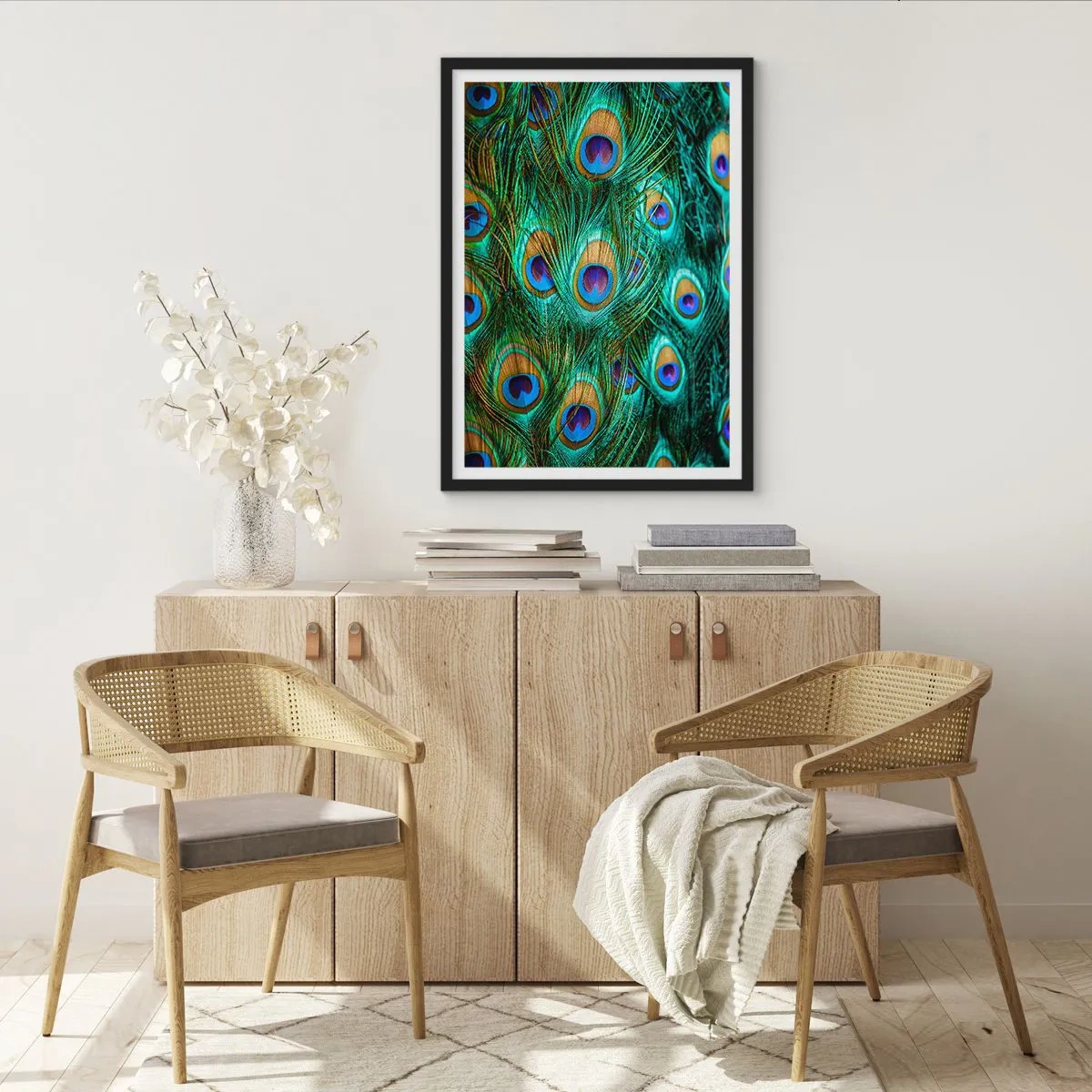 Poster in cornice nera - Lo sguardo del pavone - 30x40 cm