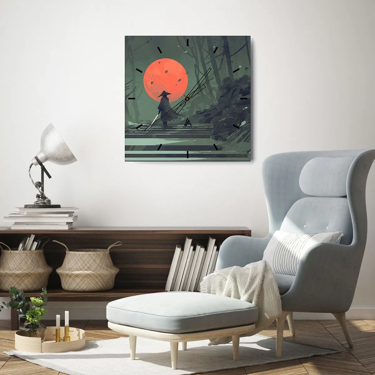 Orologio da parete - Orologio in Vetro - Il guerriero della luna rossa - 30x30 cm