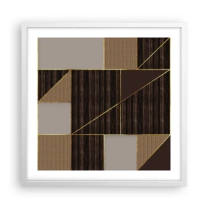 Poster in cornice bianca - Mosaico di marrone e oro - 50x50 cm