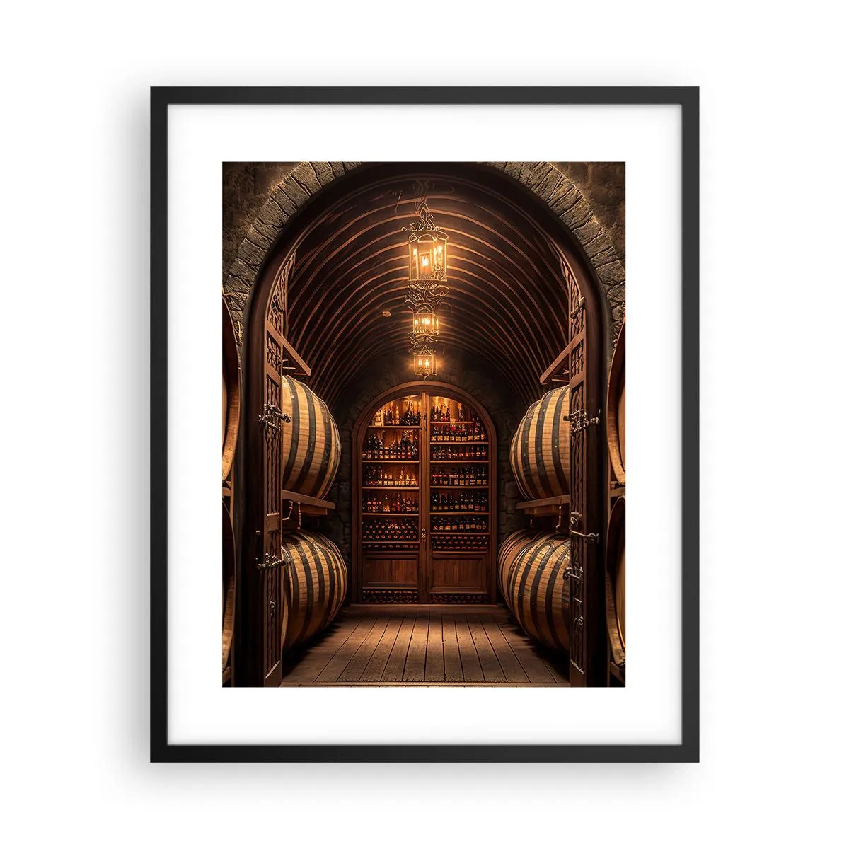 Poster in cornice nera - L'atmosfera della cantina - 40x50 cm
