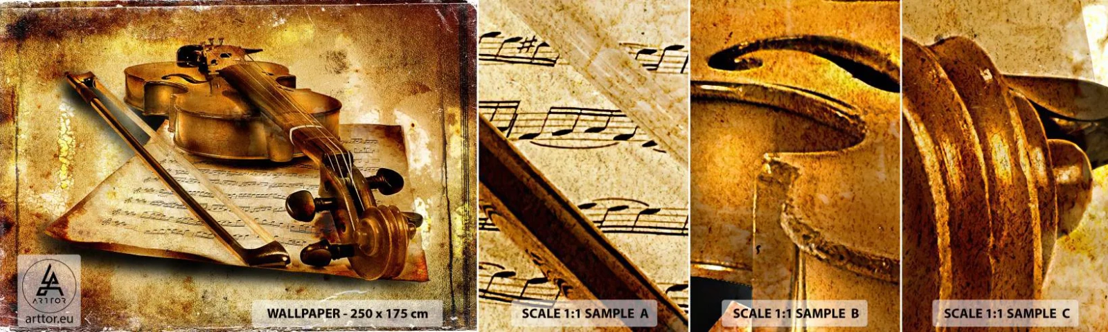 Campione Di Fotomurale Standard Eco - Ci vuole subito un virtuoso - Violino, Musica, Note musicali - 100x30 cm
