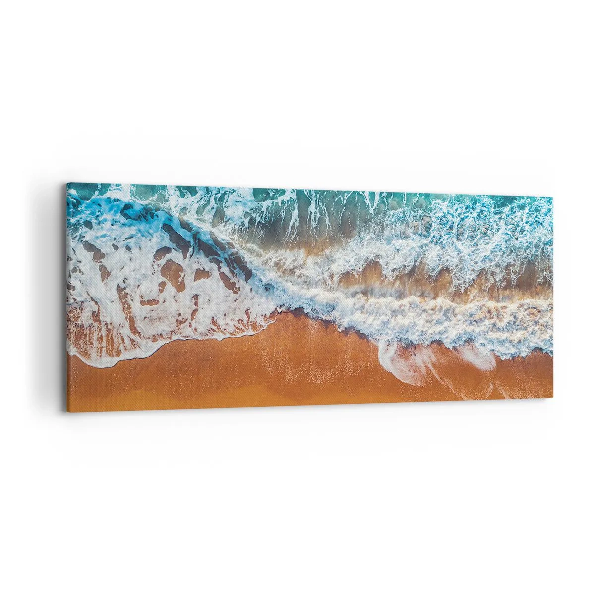 Quadro su tela - Stampe su Tela - Vista aerea delle onde dell'oceano che si infrangono sulla riva - 120x50cm - Sempre in coppia - Decorazione murale moderna per soggiorno e camera da letto ARTTOR