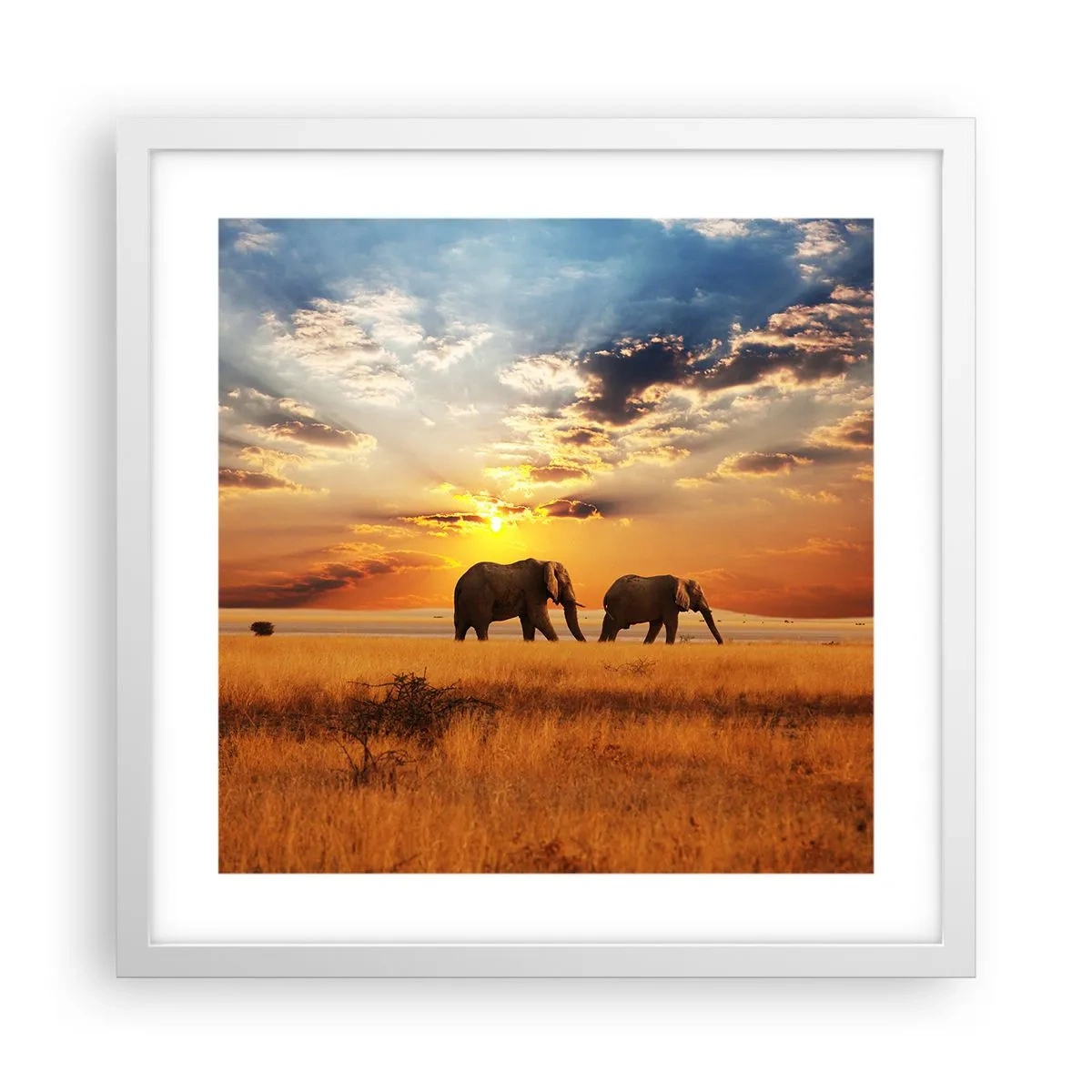 Poster in cornice bianca - Passeggiata familiare - 40x40 cm