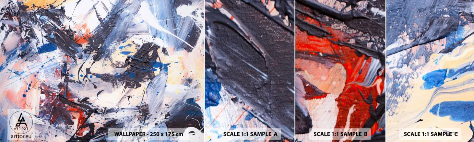 Campione Di Fotomurale Standard Eco - La danza folle dell'astrazione - Astrazione, Pezzo, Pittura - 100x30 cm