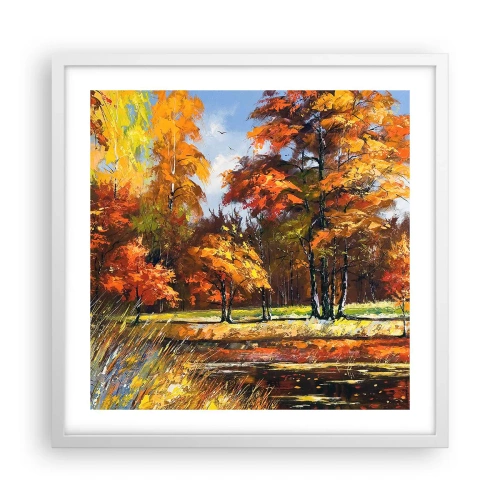 Poster in cornice bianca - Paesaggio in oro e marrone - 50x50 cm