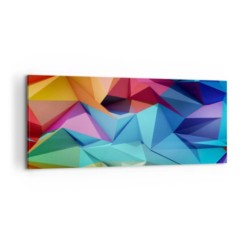 Quadro su tela - Stampe su Tela - Astrazione geometrica colorata in colori vivaci - 120x50cm - Origami arcobaleno - Decorazione murale moderna per soggiorno e camera da letto ARTTOR