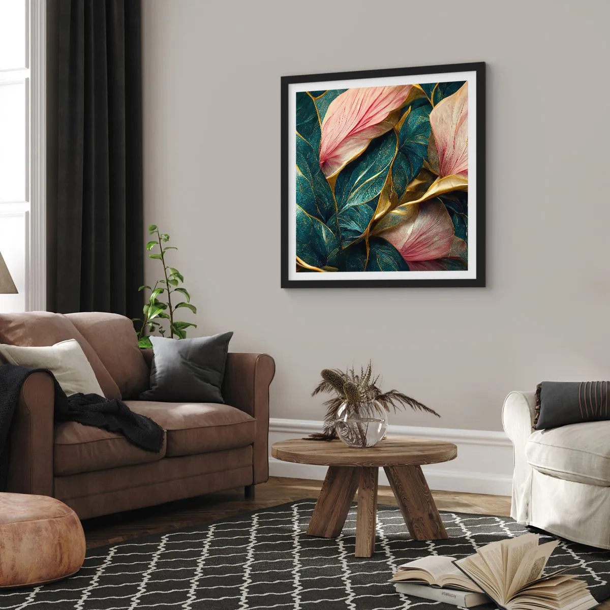 Poster in cornice nera - Stile ed eleganza naturali - 50x50 cm