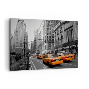 Quadro su tela - Stampe su Tela - Taxi gialli per le strade di New York - 120x80cm - Il sole della grande città - Decorazione murale moderna per soggiorno e camera da letto ARTTOR
