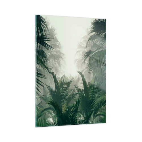 Quadro su vetro - Giungla tropicale avvolta nella nebbia - 50x70cm - Mistero dei tropici - Decorazione murale moderna per soggiorno e camera da letto ARTTOR