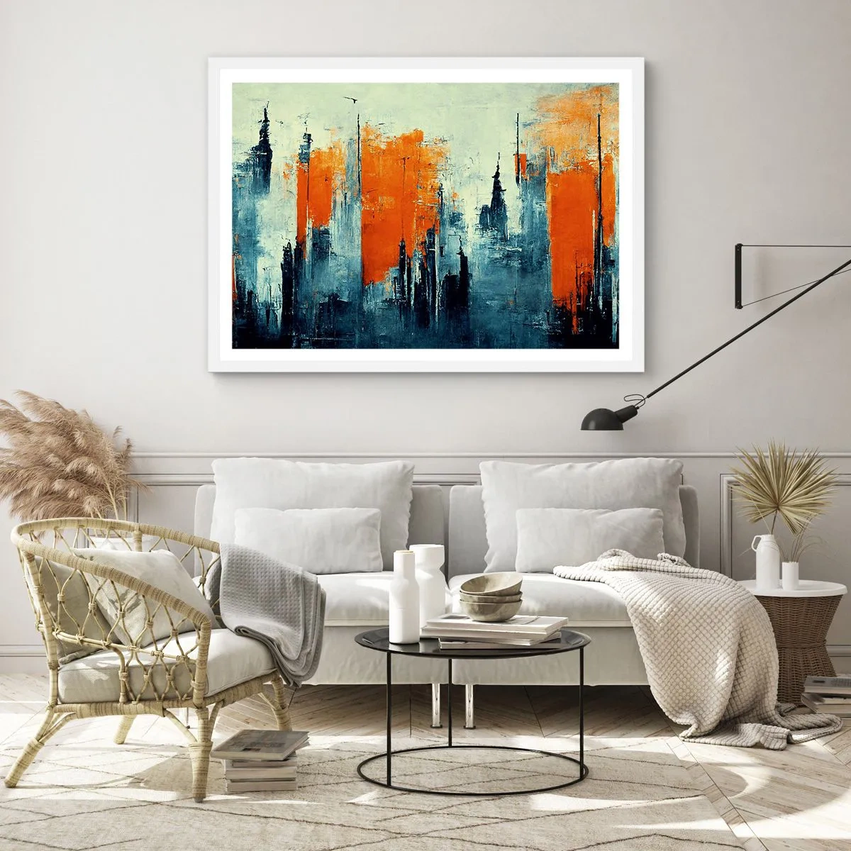 Poster in cornice bianca - Paesaggio moderno - 40x30 cm