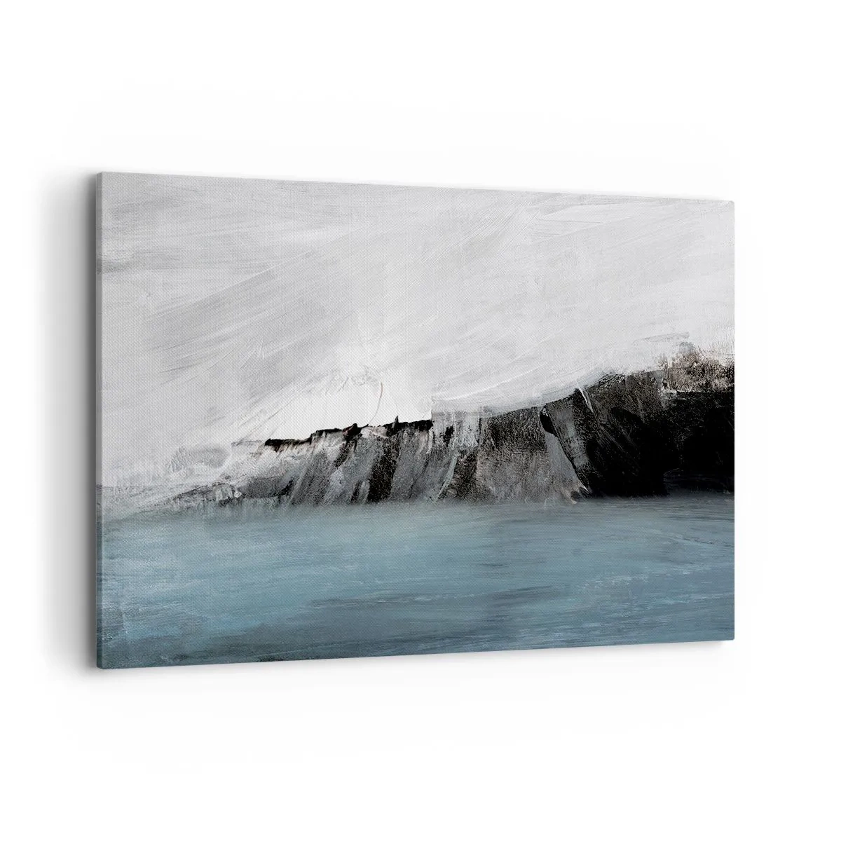 Quadro su tela - Stampe su Tela - Paesaggio astratto con acqua e una costa rocciosa - 120x80cm - Acqua-terra: lo scontro degli elementi - Decorazione murale moderna per soggiorno e camera da letto ARTTOR