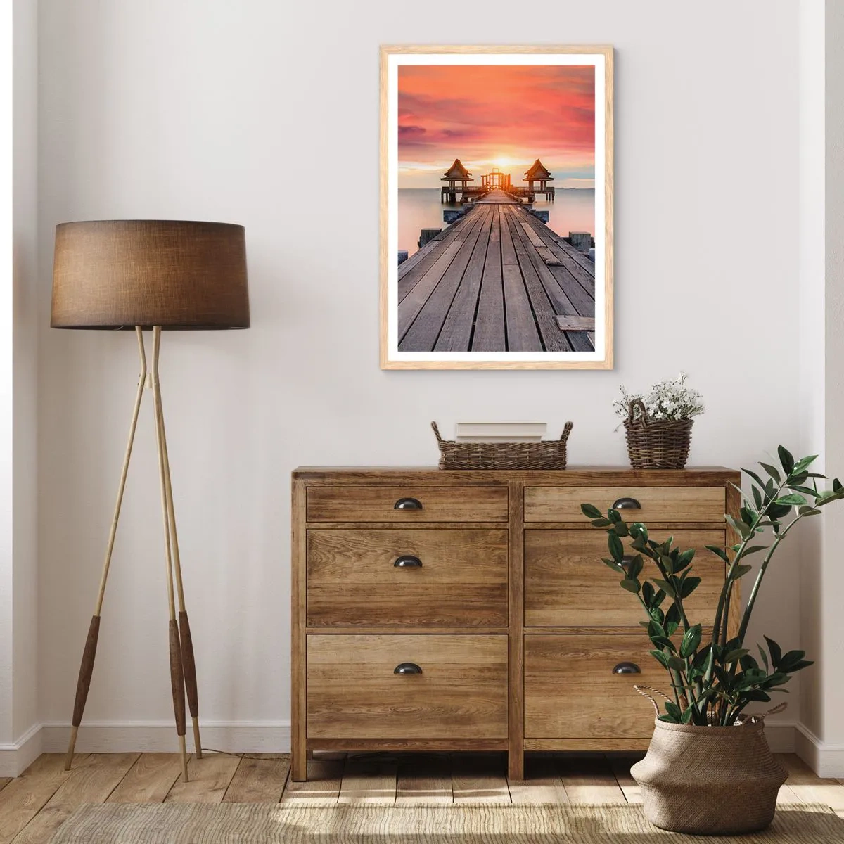 Poster in cornice rovere chiaro - Tramonto d'oriente - 40x50 cm