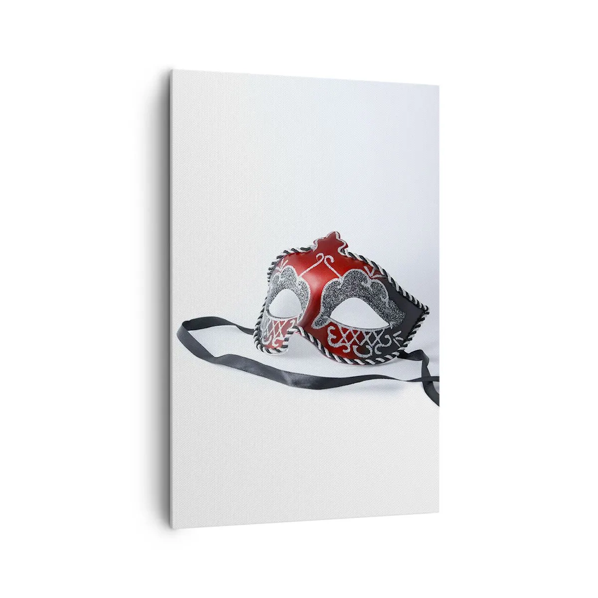 Quadro su tela - Stampe su Tela - Maschera di carnevale rossa su sfondo chiaro - 80x120cm - Invito al ballo - Decorazione murale moderna per soggiorno e camera da letto ARTTOR