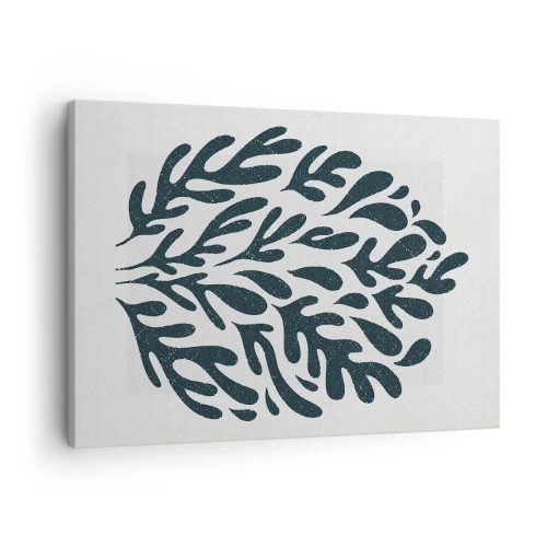 Quadro su tela - Stampe su Tela - Motivo a foglia astratta scura su sfondo chiaro - 70x50cm - Le forme della natura - Decorazione murale moderna per soggiorno e camera da letto ARTTOR
