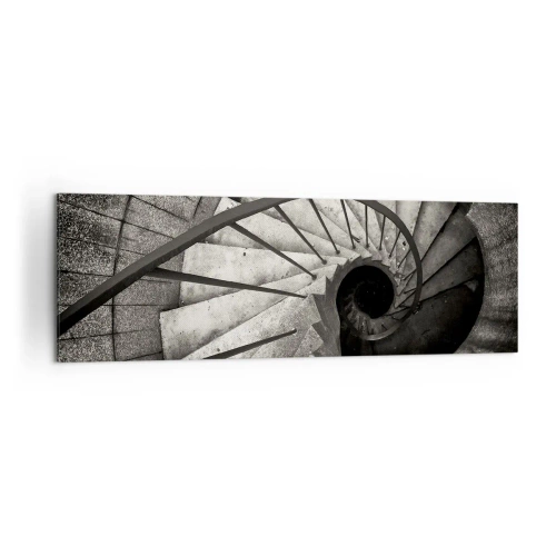 Quadro su tela - Stampe su Tela - Scala a chiocciola bianca e nera in stile moderno - 160x50cm - Salire e scendere - Decorazione murale moderna per soggiorno e camera da letto ARTTOR