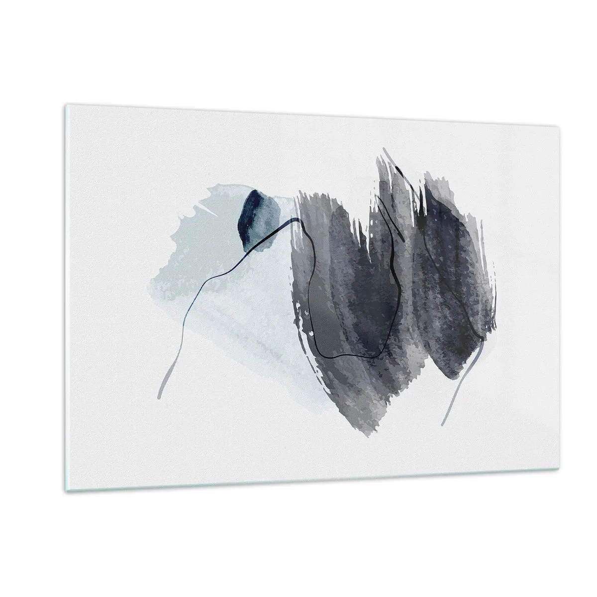 Quadro su vetro - Una composizione astratta nei toni del blu navy e del grigio - 120x80cm - Intensità e movimento - Decorazione murale moderna per soggiorno e camera da letto ARTTOR