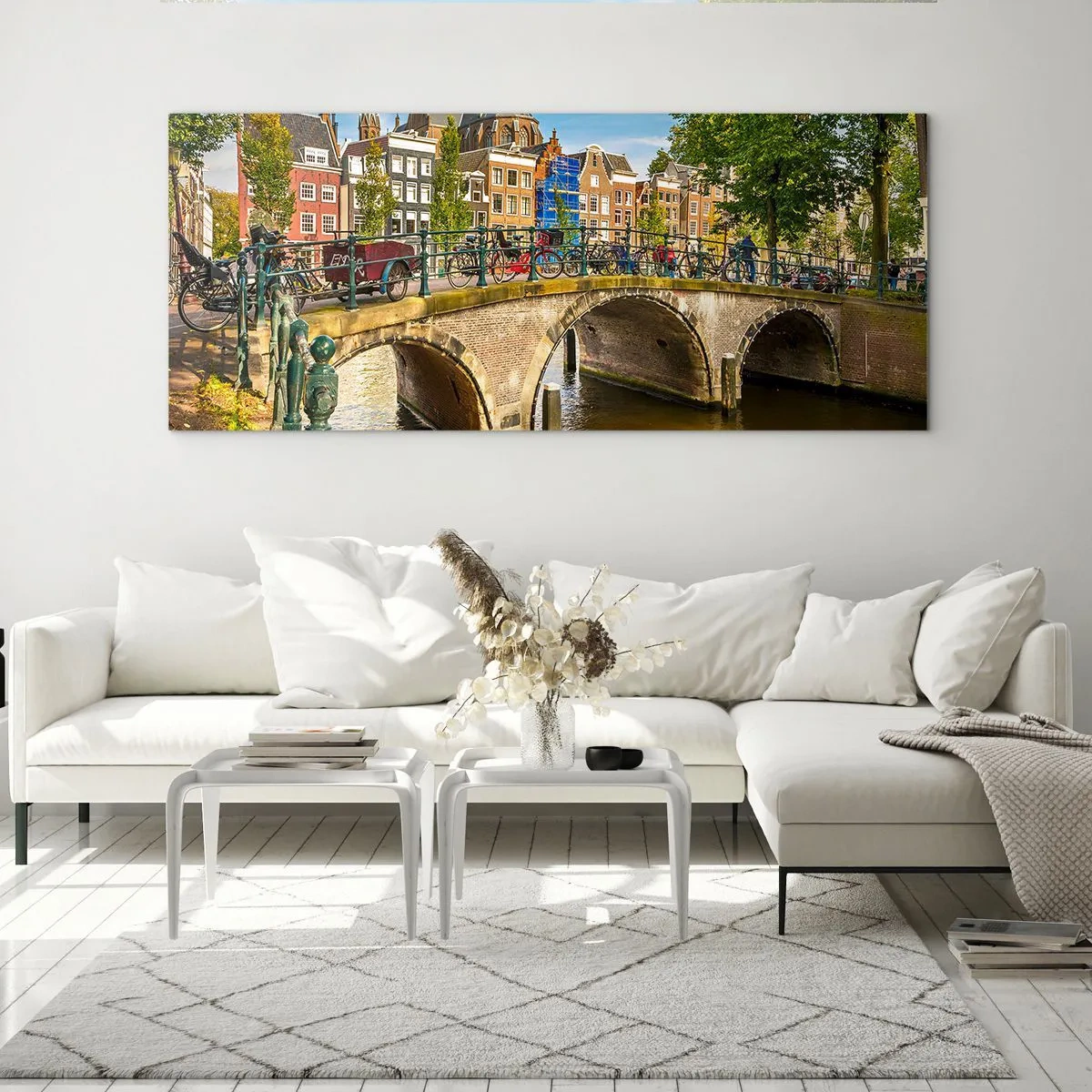 Quadro su vetro - La primavera sul canale - 100x40 cm