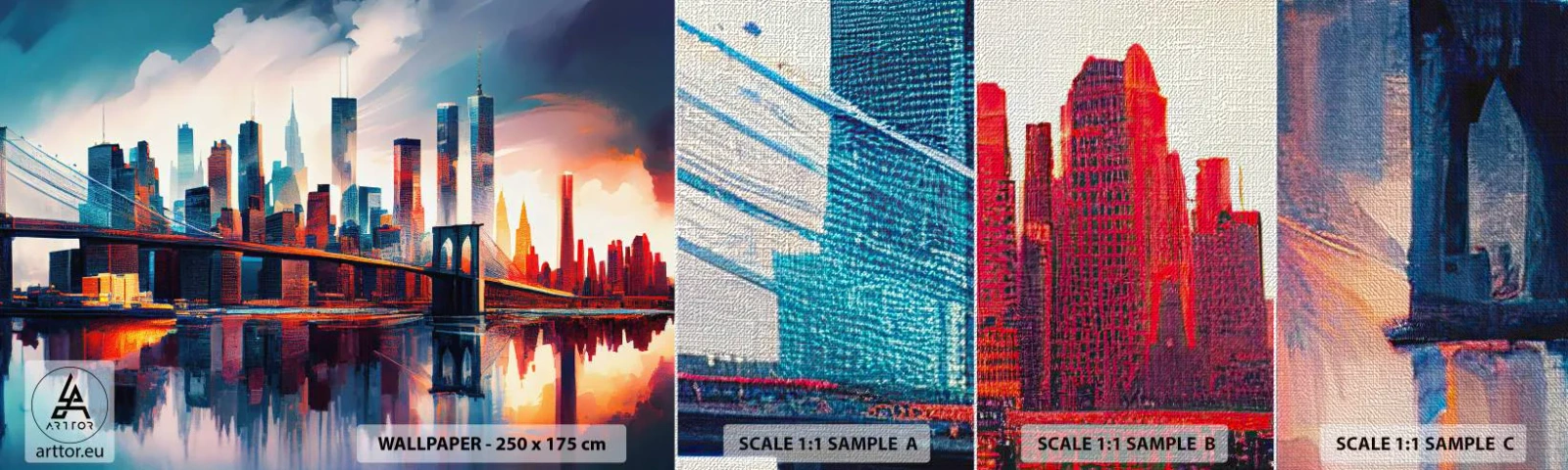 Campione di Fotomurale Premium Canvas - Una New York spettacolare - Città, Ponte, Architettura - 100x30 cm